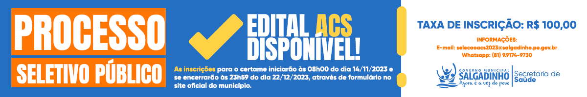 Edital n 001/2023 - Processo Seletivo Pblico para o cargo de ACS ( Agente Comunitrio de Sade )